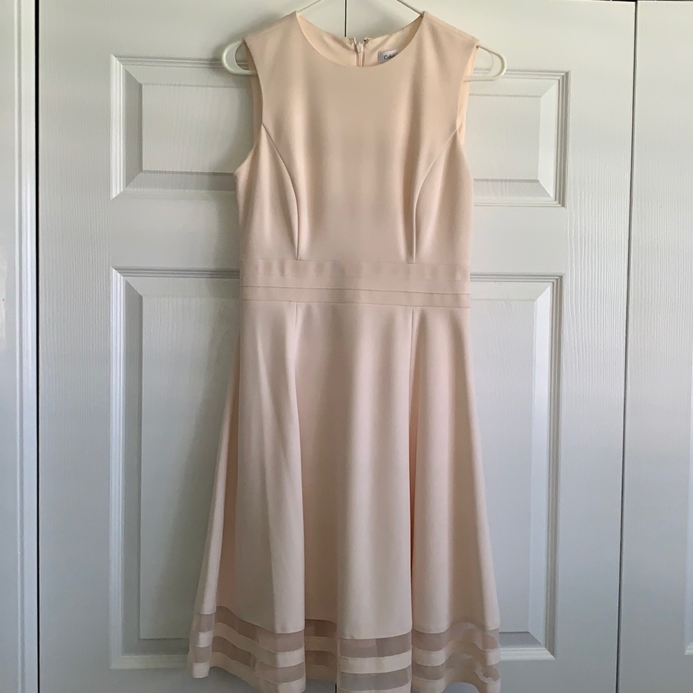 Calvin Klein Sleeveless Illusion Hem A-Line Dress